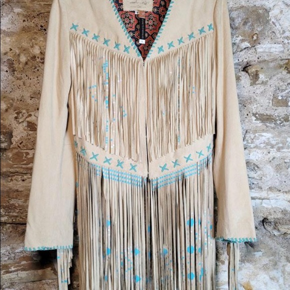 Stone fringed authentic leather jacket - Picture 3 of 5